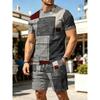 Fashion men's casual suit 3D casual color printing summer T-shirt shorts simple