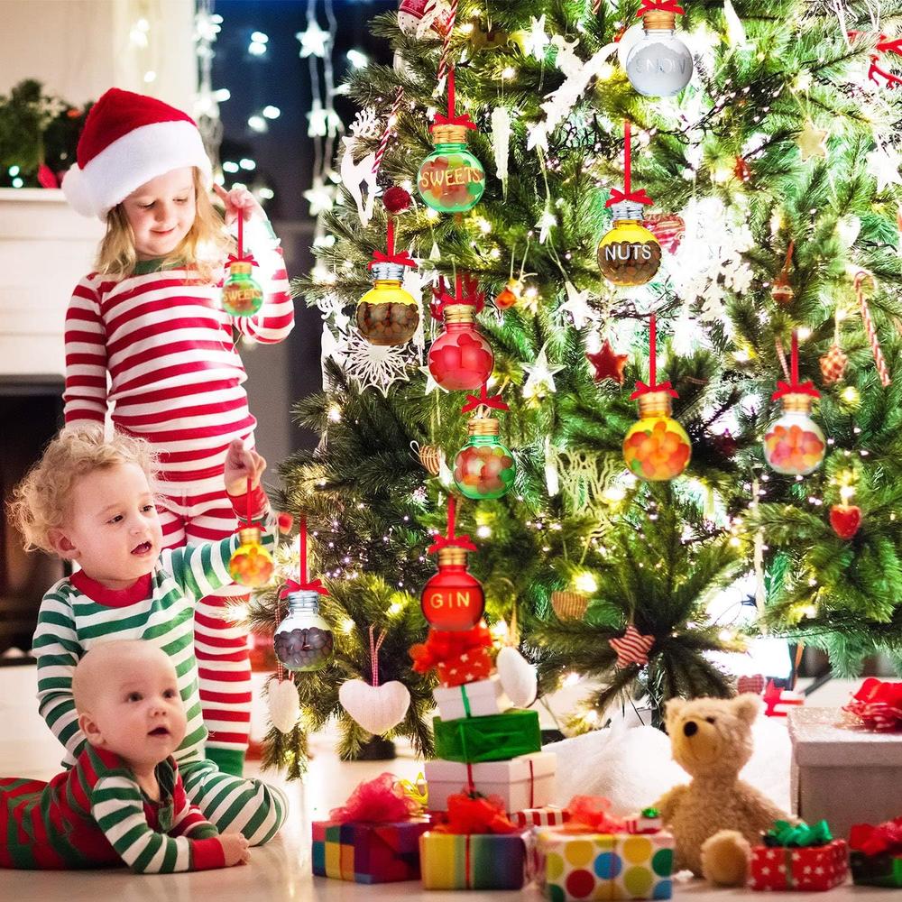 50/100/250ml Christmas Tree Ornament Fillable Fruit Juice Water Bottle Bulbs Plastic Clear Xmas Ball Party Pendant Home Decor