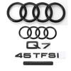 q2 Q7 2016-2024 4Ring logo ABS Black Car Hood Front Grill Emblem Rear Trunk Badge Sticker Q7 Mark Quarrto TFSI Emblem