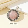 1 Stück Vintage Silber Filigran Rund Naturstein Anhänger Einzelner Edelstein Cabochon Charme für DIY Halskette Schmuckherstellung