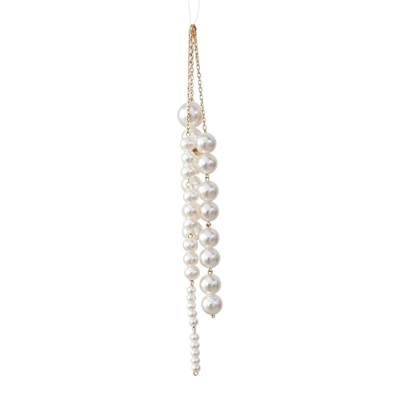 Christmas Tree Hanging Ornament with Faux Pearls Styling, Elegant Holiday Decors for Branches, Window, and Home Accents