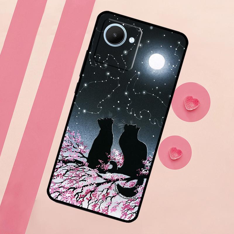 

Черный Кот Лицо Китти Для Realme 10 11 12 13 14 Pro Plus C55 C71 C75 C67 C63 C61 C53 C35 C65 GT6 GT7 15 Pro Чехол Realme C71 4G