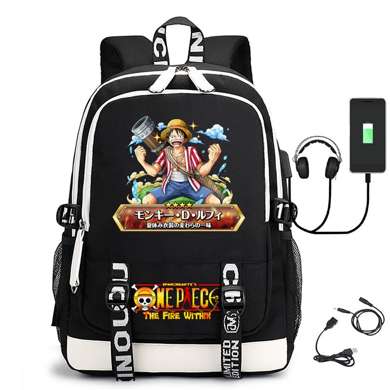Hot-selling ONE PIECE Luffy backpack usb charging large capacity bag