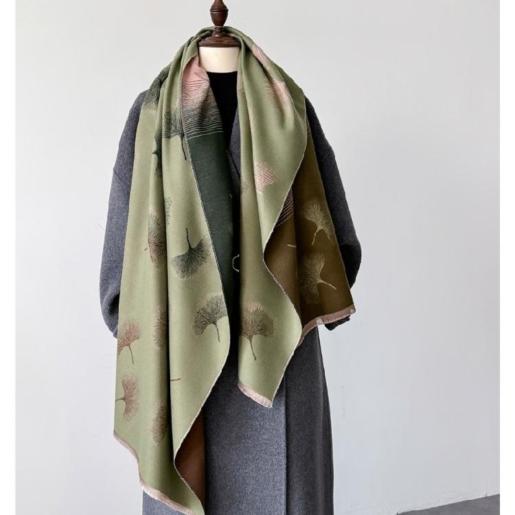 Oversized Shawl Wrap Leaf Print for Women Warm and Soft Multicolor Wrap