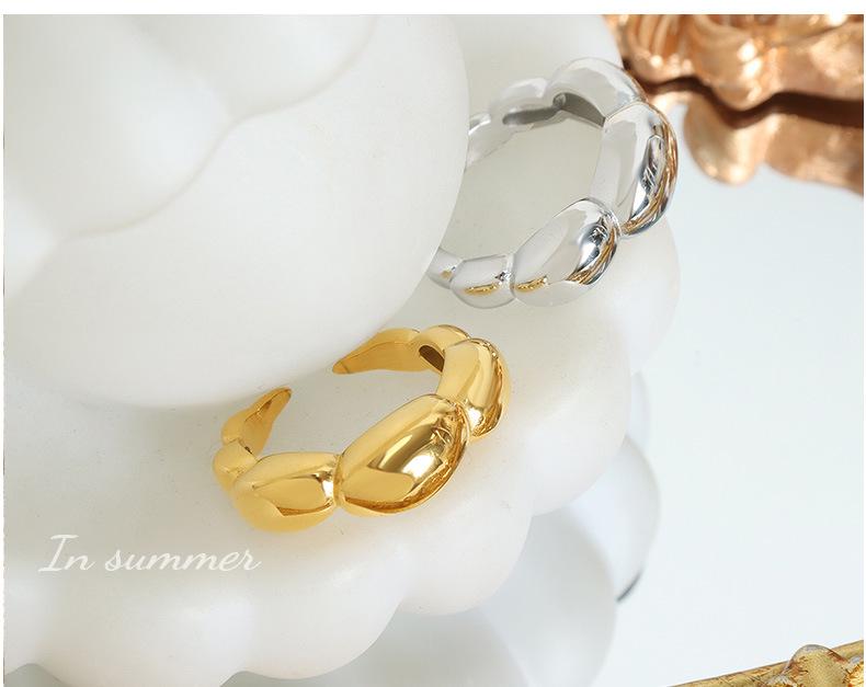 New Chinese Rice Bead Open Ring: Light Luxury Design, Colorfast Titanium Steel, Unique Temperament Finger Ring for Women