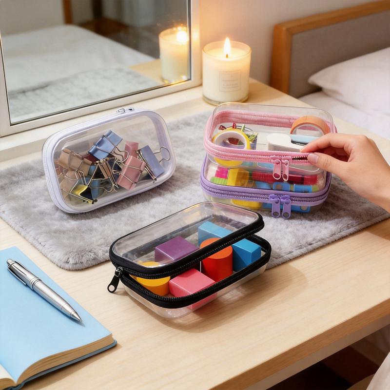 Waterproof Transparent Hard-shell Cosmetic Storage Bag Zippered Clear Pouch for Travel Outdoor Toiletries Organizer