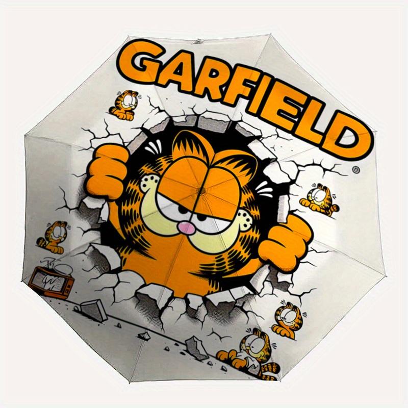 1pc Garfield Breaks Through the Wall Durable Cartoon Folding Umbrella, Portable 3-Fold Compact Umbrella for Men and Women, Suitable for Travel or Dail