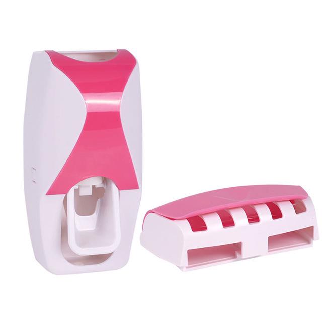 No-Drill Toothbrush Holder & Automatic Toothpaste Dispenser Wall-Mounted Set