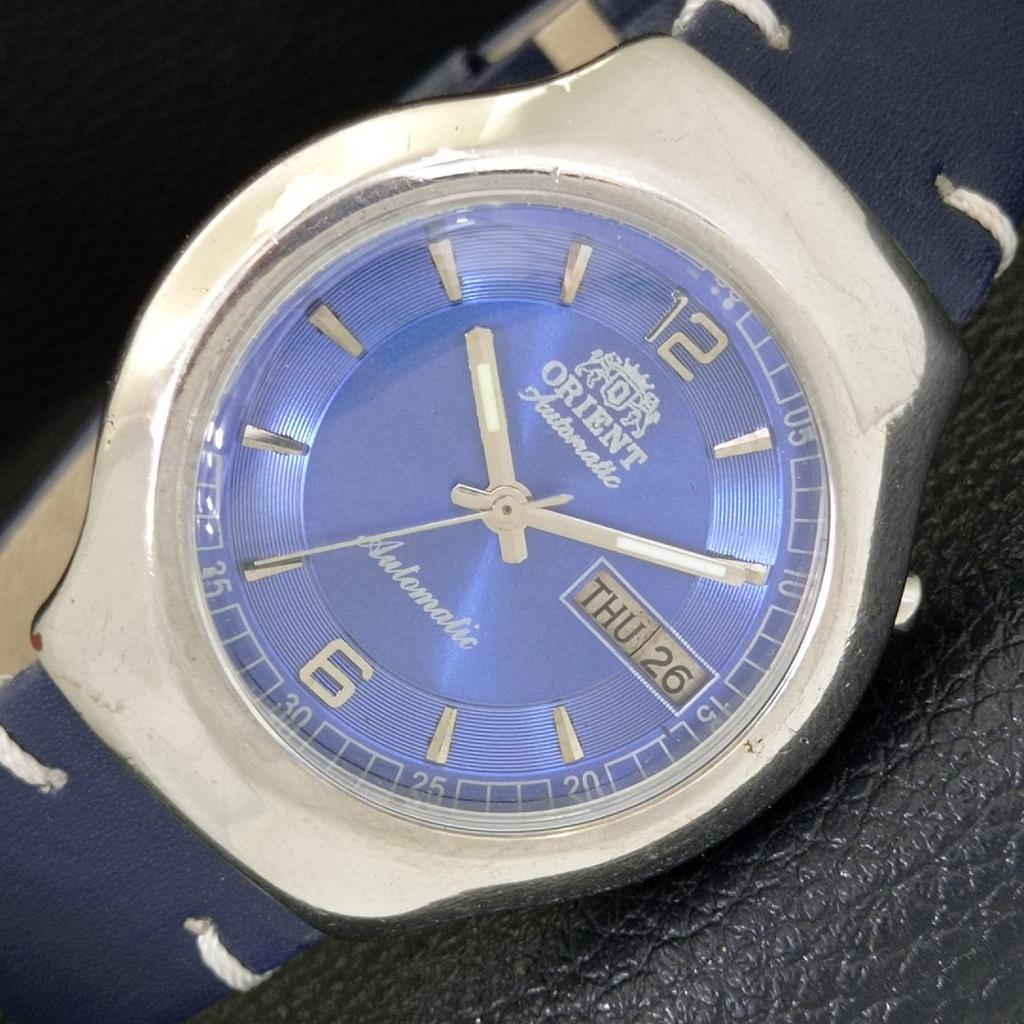 

ЯПОНИЯ ВИНТАЖ ORIENT АВТОМАТИЧЕСКИЕ 46943 МУЖСКИЕ ЧАСЫ С ЦИФЕРБЛАТОМ СИНЕГО ЦВЕТА a500720-5 R154-a500720