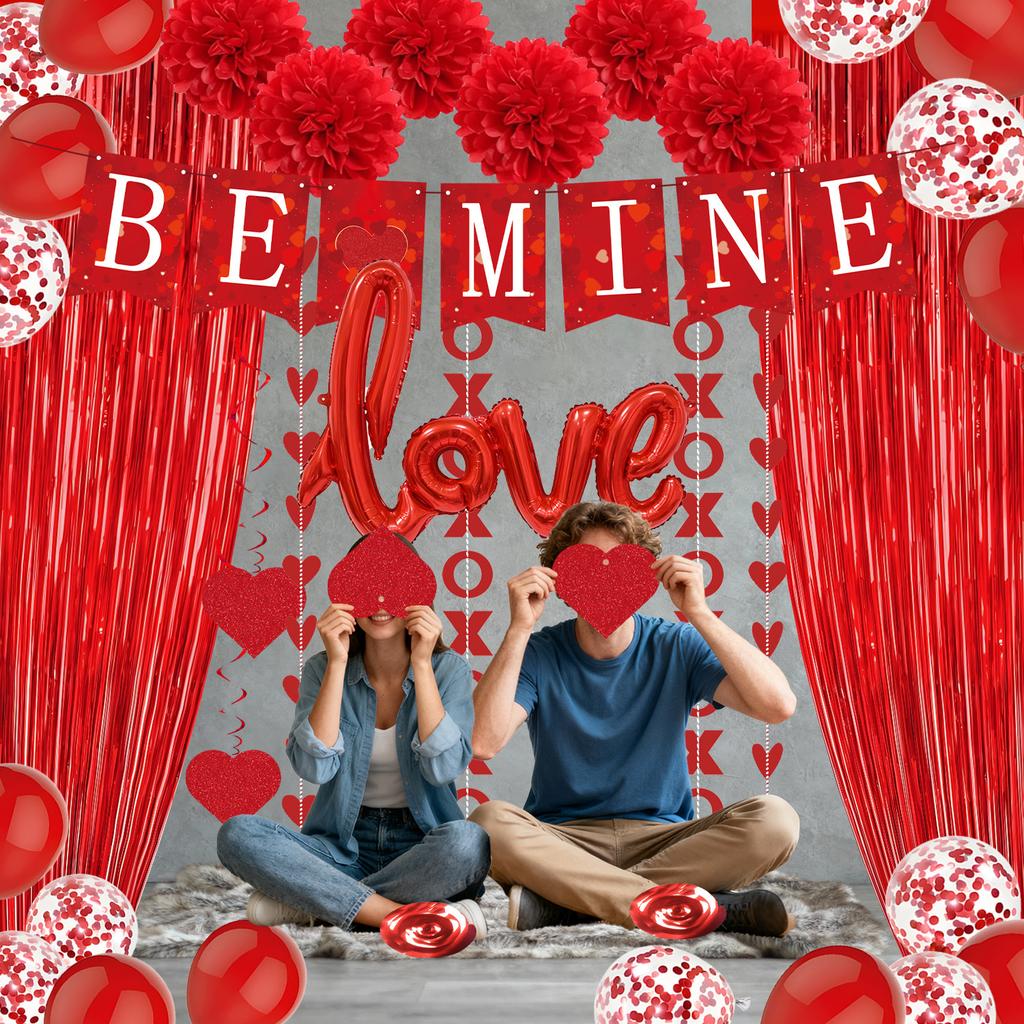 Popular Red Valentine'S Day Marriage Proposal Wedding Decoration Love Spiral Pendant Paper Flower Ball Latte Flower