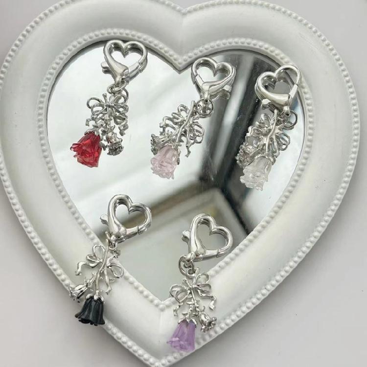 Stylowy kwiatowy breloczek do telefonu z kokardką Wszechstronne breloczki do kluczy Breloczek do kluczy Przenośny smycz do kluczy dla entuzjastów mody