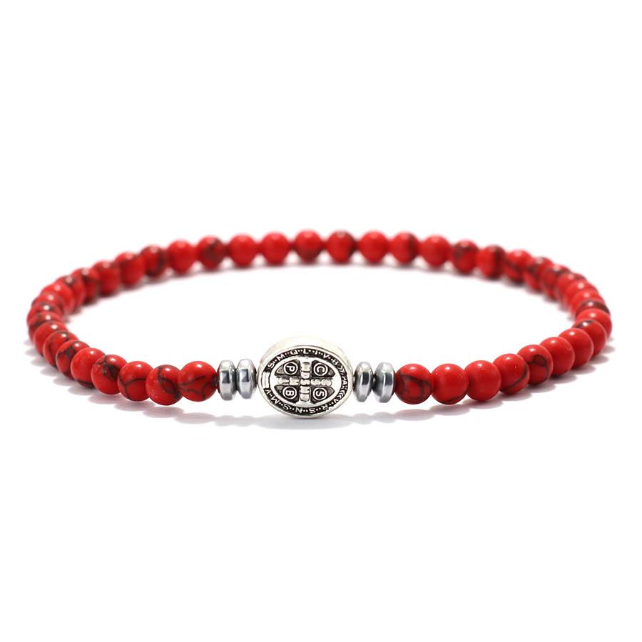 

Модный 4-миллиметровый браслет-крест для мужчин и женщин, натуральный тигровый глаз, бирюзовый браслет, ручная работа, папская молитва, мужской браслет-манжета, ювелирные изделия