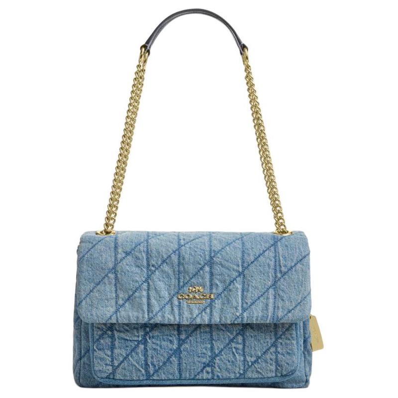 

COACH ELODIE 26 Diamond Denim Underarm Shoulder Bag Medium Women s Blue синій