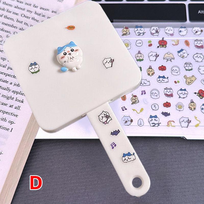 

Черное зеркало для макияжа с брикетами и расческой, мультяшное квадратное зеркало для косметики с ручкой, подарок для девочки, косметические инструменты, зеркало для макияжа