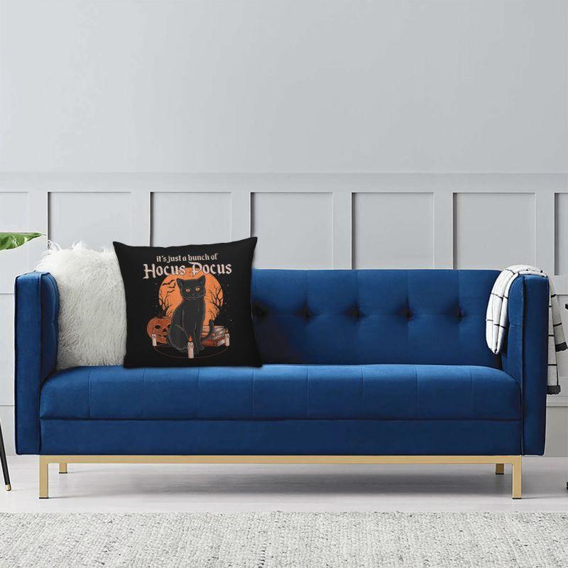 Custom Modern Hocus Pocus Black Cat Halloween Witches Cushion Cover for Sofa Polyester Pillow Case