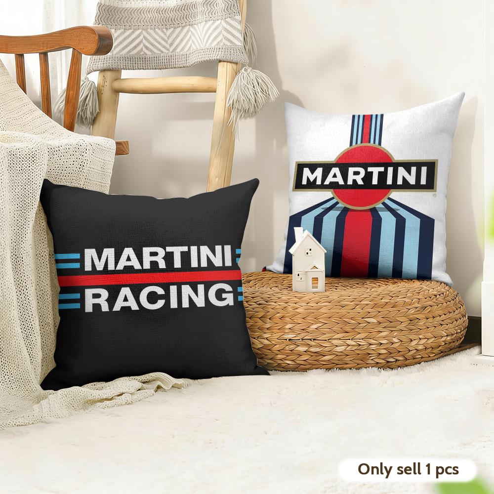 Fashion M-Martini Racing Cushion Cover Natural Linen Organic Fabric Double-Sided Printing Sofa Home Decor Gift Pillow Case