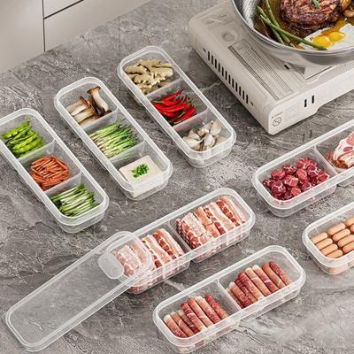 1/3/6 Stück Lebensmittel-Frucht-Aufbewahrungsbox Mehrere Fächer BPA-frei Transparentes Design Tragbarer Kühlschrank Gefrierfach Organizer