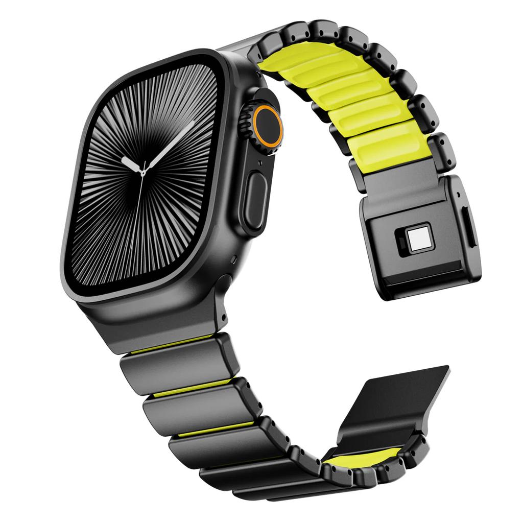 Cinturino in Gomma Fluoroelastomero di Titanio per Apple Watch Ultra 3 2 49mm 10 11 46mm Cinturino Magnetico per Iwatch 9 8 7 45mm 6 SE 3 44mm