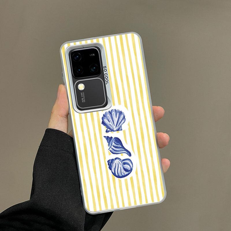 

For Samsung Galaxy S25 S24 S23 S22 Ultra Plus S21 S23 S24 FE Laser Phone Case Colorful Marine Organism Striped Base Color Covers Samsung S22
