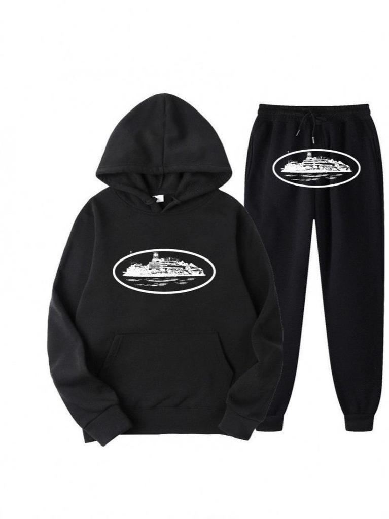 Kotez Unisex Hip-Hop Streetwear: Trendy Loose-Fit White Hoodie Set