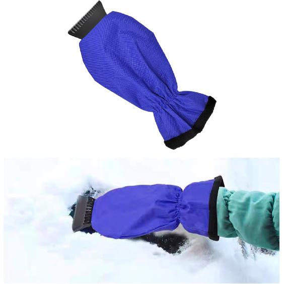 Ice Scraper with Glove, Waterproof Car Windshield Ice and Snow Remover with Plush Lining Glove, Warm Auto Winter Ice Snow Scraper Mitt for 1 PC
