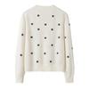 Women's 100% Pure Cashmere Crew Neck Embroidered Loose Sweater
