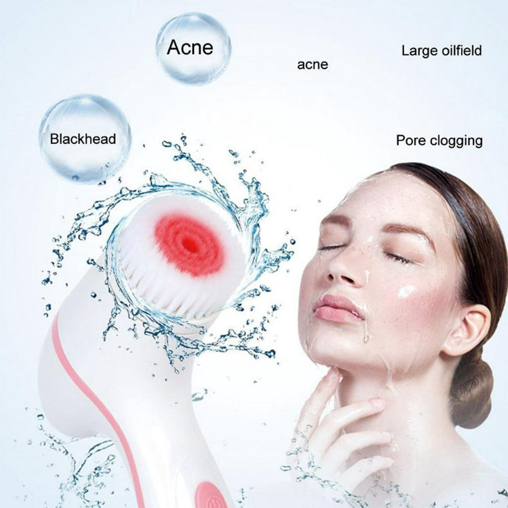 2 Modes USB Rechargeable Face Washing Brush Device Frequency Silicone Facial Cleansing Brush Blackhead Removal Acne Cleanser Machine 3V