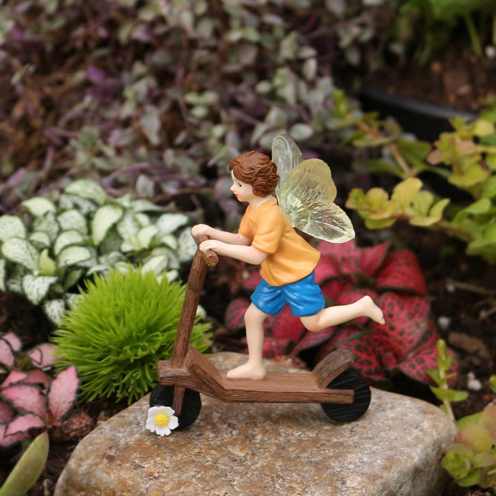 1 piece of flower fairy riding a skateboard, creative outdoor bonsai statue, carefully prepared gift for Valentine's Day/wedding