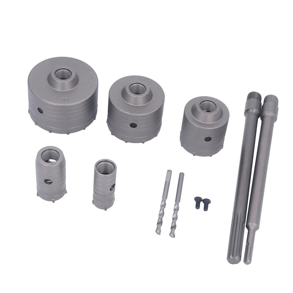 9 szt. Zestaw otwornic do betonu 30?100mm Wiertło Frez do Muru Cementowego Kamienia Cegły