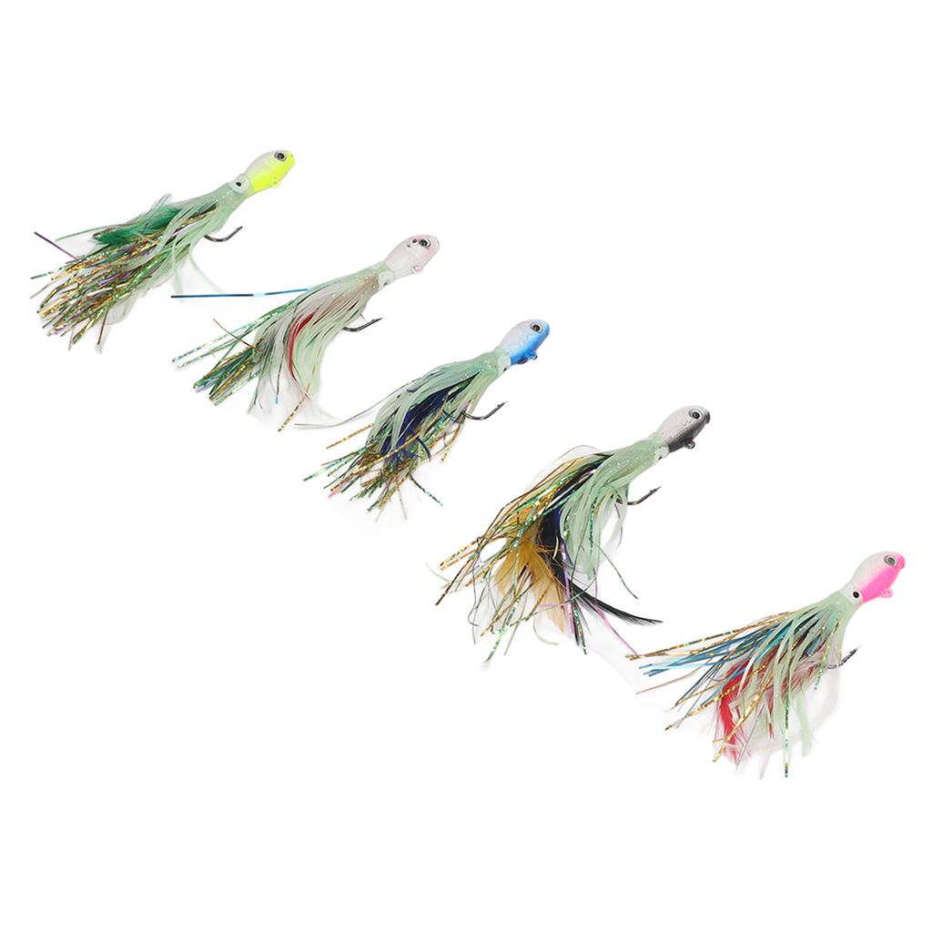 5PCS Octopus Fishing Lures 28g Soft Silicone Glow Squid Jigs Skirt Tail Swimbait with High Carbon Steel Hook for Freshwater Saltwater Ocean Fishing