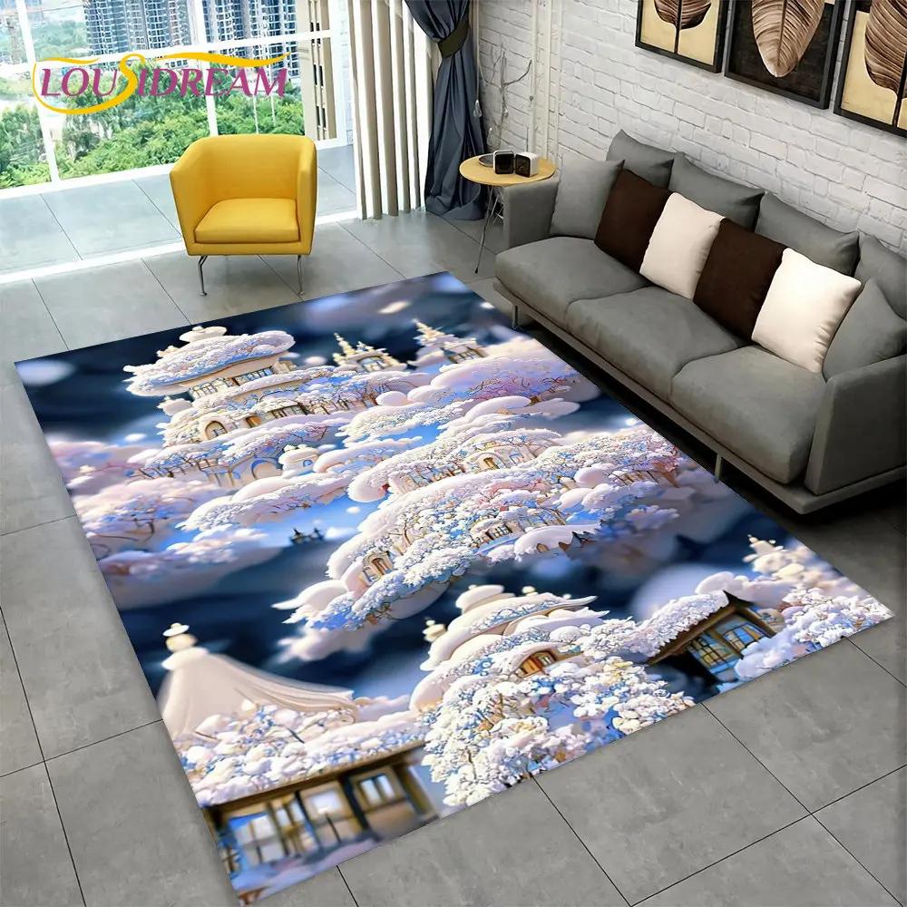 3D Beautiful Dream Magic Castle Scenic Area Rug,Carpet Rug for Living Room Bedroom Sofa Doormat Kitchen Decor Non-slip Floor Mat