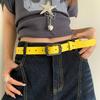 Summer Dopamine Lemon Yellow Women's Belt Trend Simple Belt Subculture Y2K Belt Punch Free Belt
