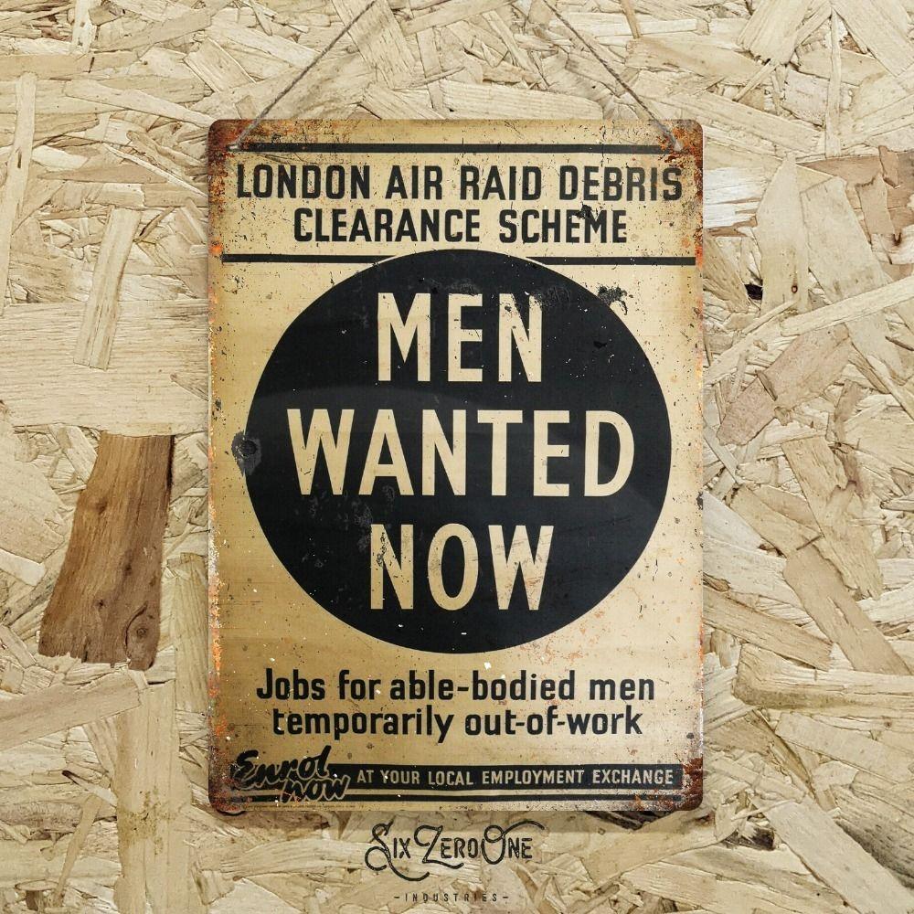 Retro Metal Sign  London: Clearing Debris During Air Raids  20x30 cm WW2 Historical Wall Decor