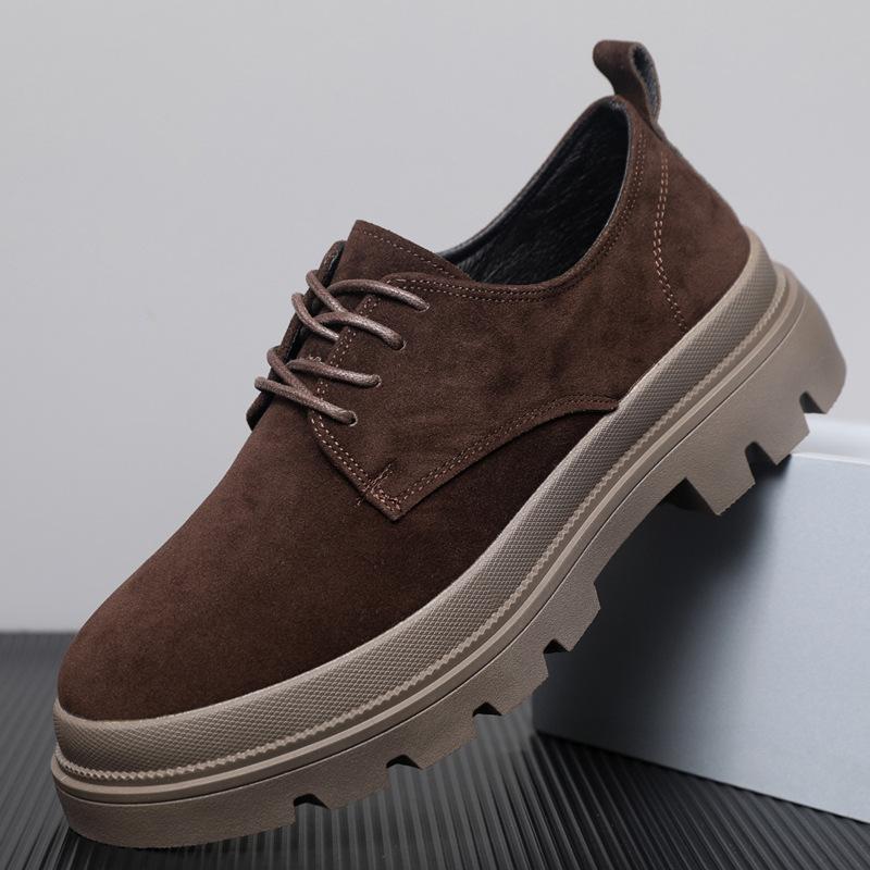 Autumn retro lace-up shoes heightened British style low-top platform shoes