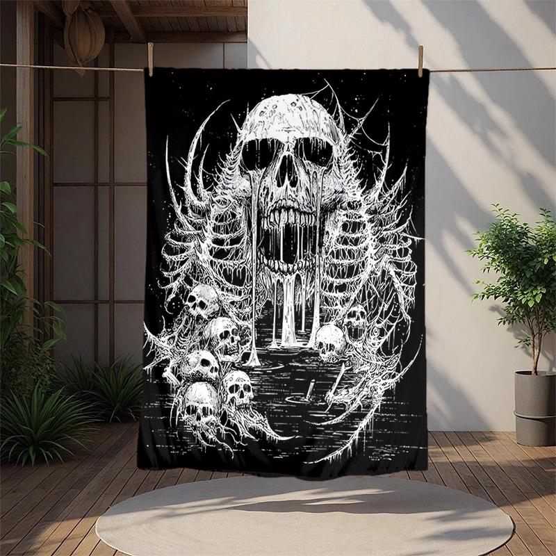 Gotische Totenkopf Flanelldecke Weich Warm Ganzjahresdecke, Design für Camping, Autoreisen, Wandern Sofa, Bett, Büro Perfektes Geschenk für Partys