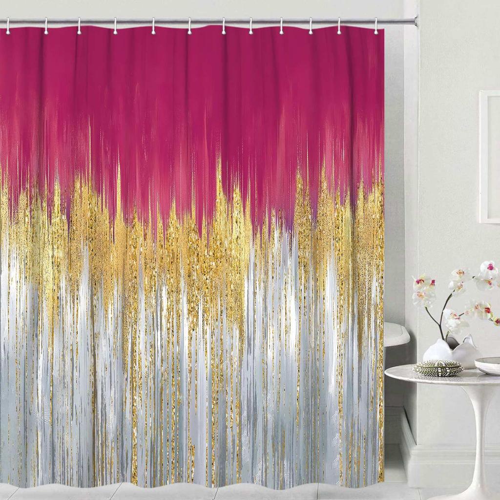 Abstract Shower Curtain Modern Bathroom Shower Curtain Set Beach Aesthetic Stripes Contemporary Minimalist Painting Fabric Shower Curtain Curtain