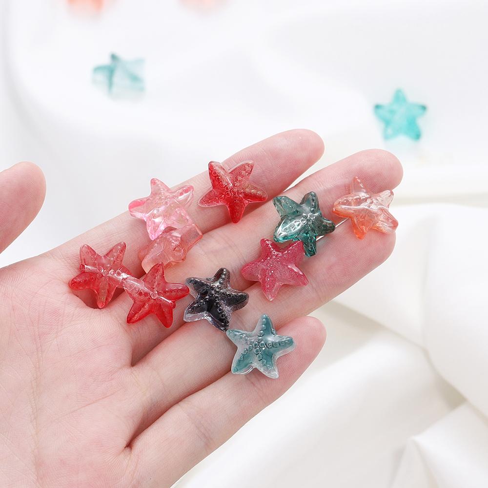 10/20Pcs/Lot 15*15.5mm Glass Starfish Shape Charm Small Loose Beads for DIY Jewelry Making Earrings Bracelet Wholesale