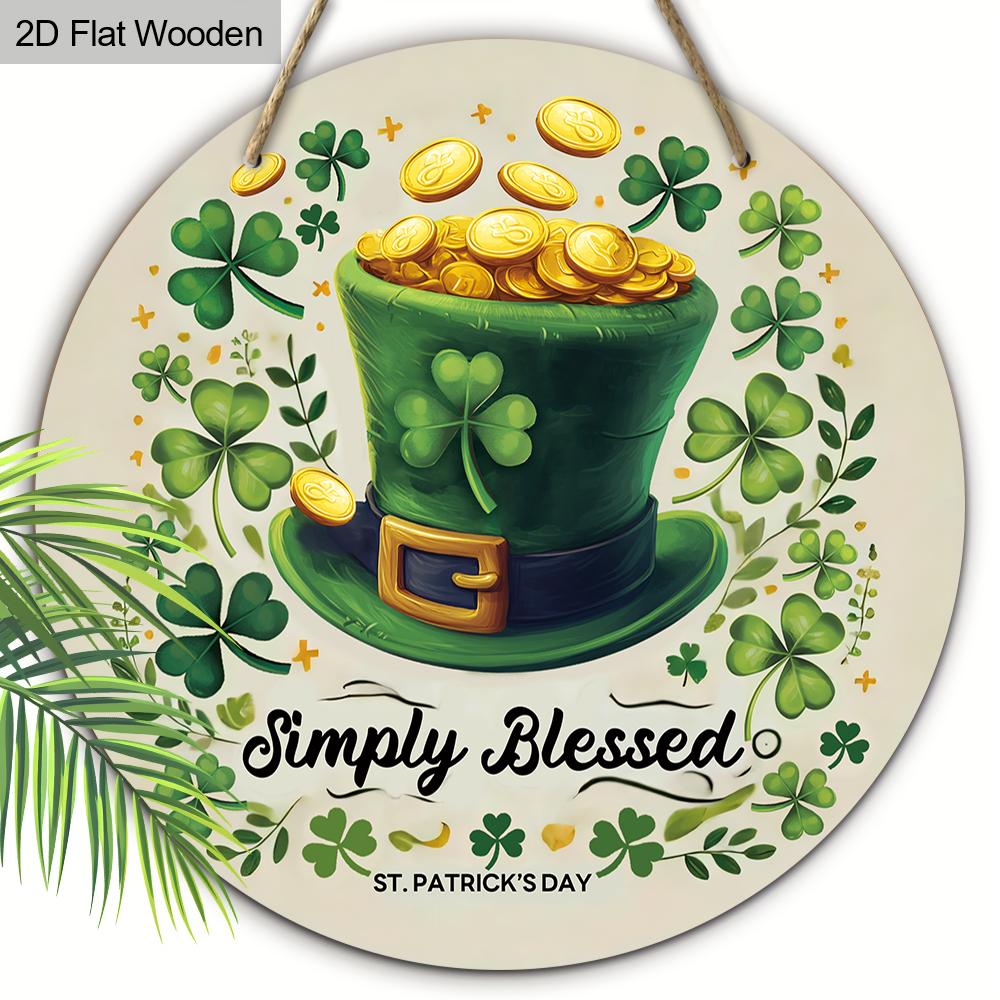 St. Patrick's Day Leprechaun Hat Wooden Sign, Charming Round Sign for Front Door, Wall Hanging Decor - Ideal Irish Festival Gift for Family & Friends