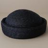 Ins Luxury 100% Natural Straw Berets Women French Hand Woven Sun Hat Concave Shape Flat Top Beach Caps Church Derby Pillbox Hat