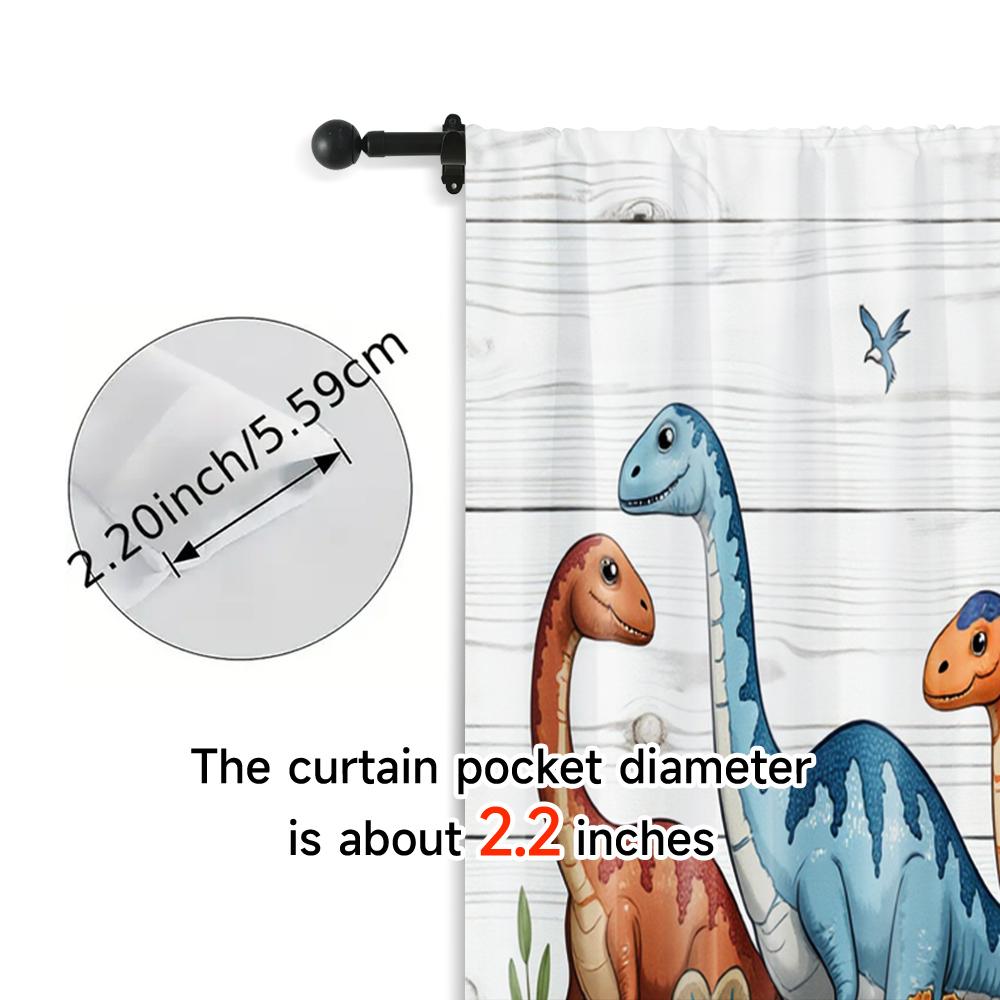 2pcs, Upscale Curtains Retro Dinosaur Durable Polyester (without Rod) Stuff Clearance Use for Bedroom, Living Room, Office Decor