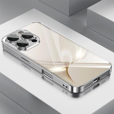 Funda de Teléfono de Vidrio Galvanizado con Patrón Degradado Línea Dorada de Lujo Para iPhone 17 16 15 14 13 12 11 Pro Max Plus 16E 17 Cubierta de Aire