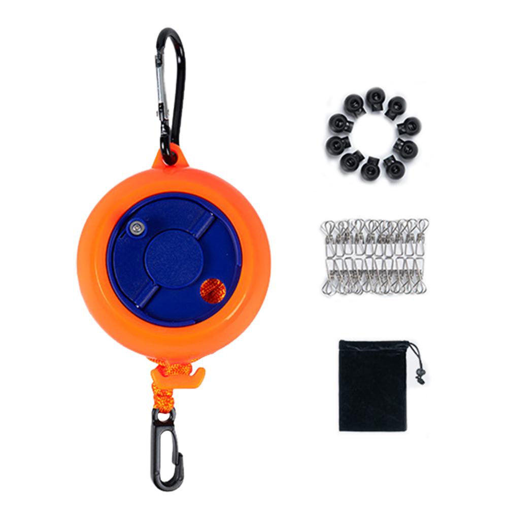 10 Meter Einziehbare Wäscheleine Ausziehbar Tragbar Reise-Wäscheleine mit 10 Festen Schnallen und 20 Wäscheklammern für Draußen