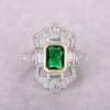 Huitan Vintage Two Tone Green CZ Finger Rings for Women Geometric Shape Hyperbole Rings Anniversary Party Retro  Dropship