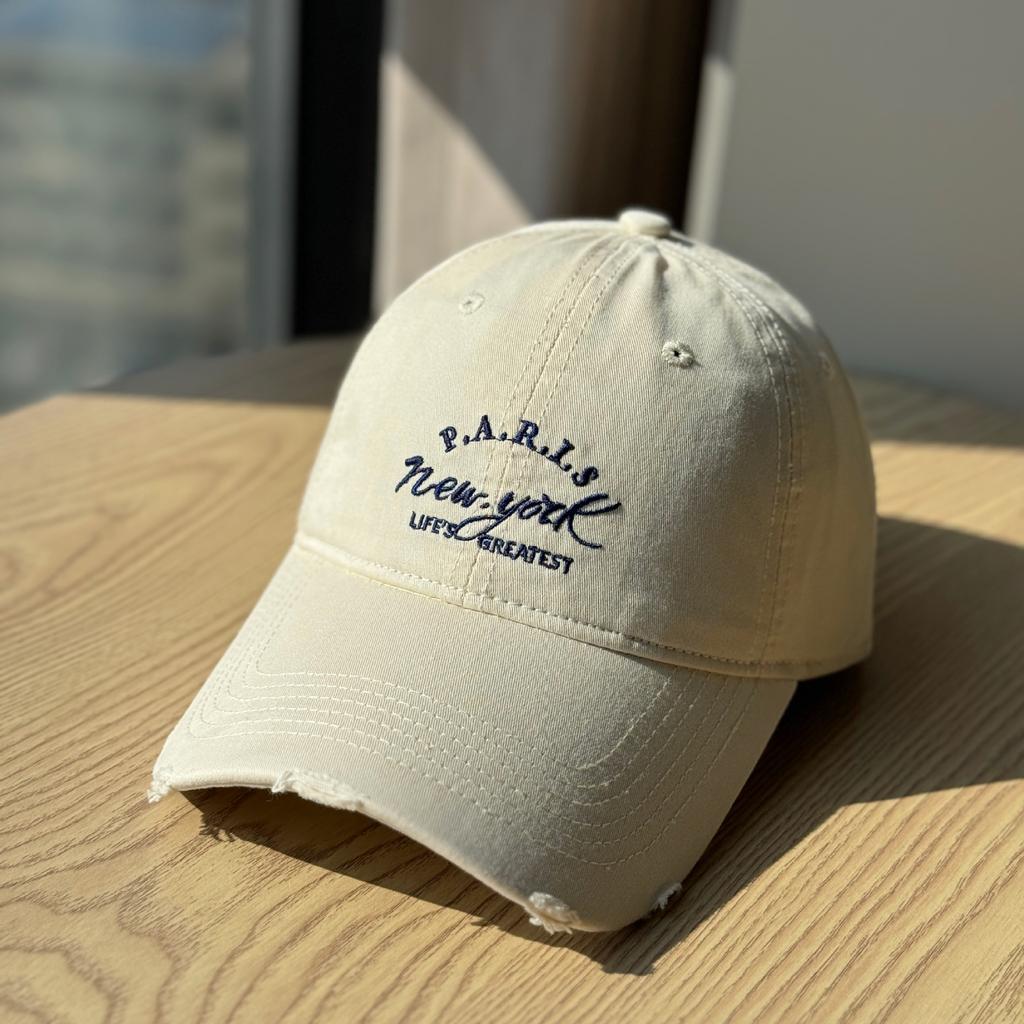 New letter-embroidered soft-top baseball cap for women, wide brim, makes the face appear smaller, duckbill cap for large head sizes