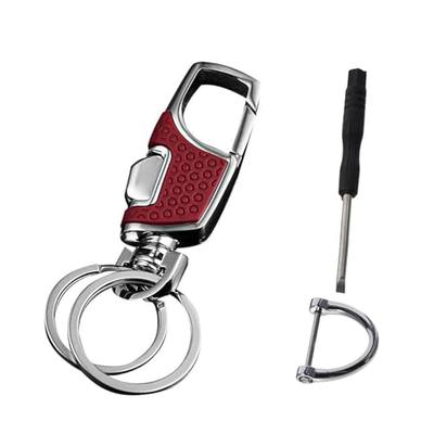 [Meltryllis] Key Chain Car Waist Buckle Double Ring Convenient Design Multifunctional Key Holder Perfect for Car, Bicycle, House Keys, Red