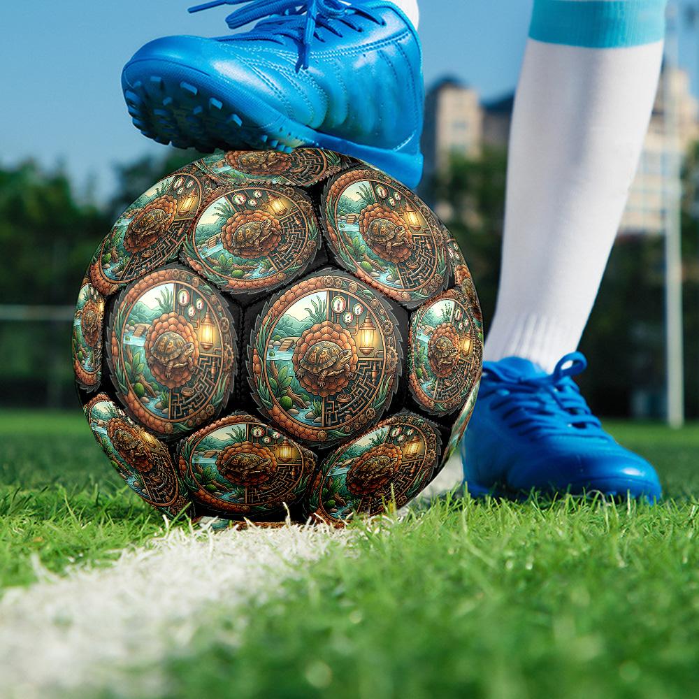 Steampunk Turtle Oasis Round Football Size 5 Adult Ball Suitable for Training Matches and Outdoor Team.