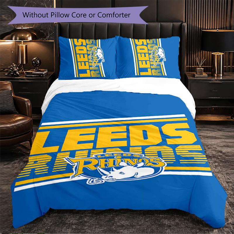 Set Biancheria da Letto Leeds Rhinos in Microfibra 3 Pezzi Decorativo Copripiumino per Camera da Letto Uso Domestico