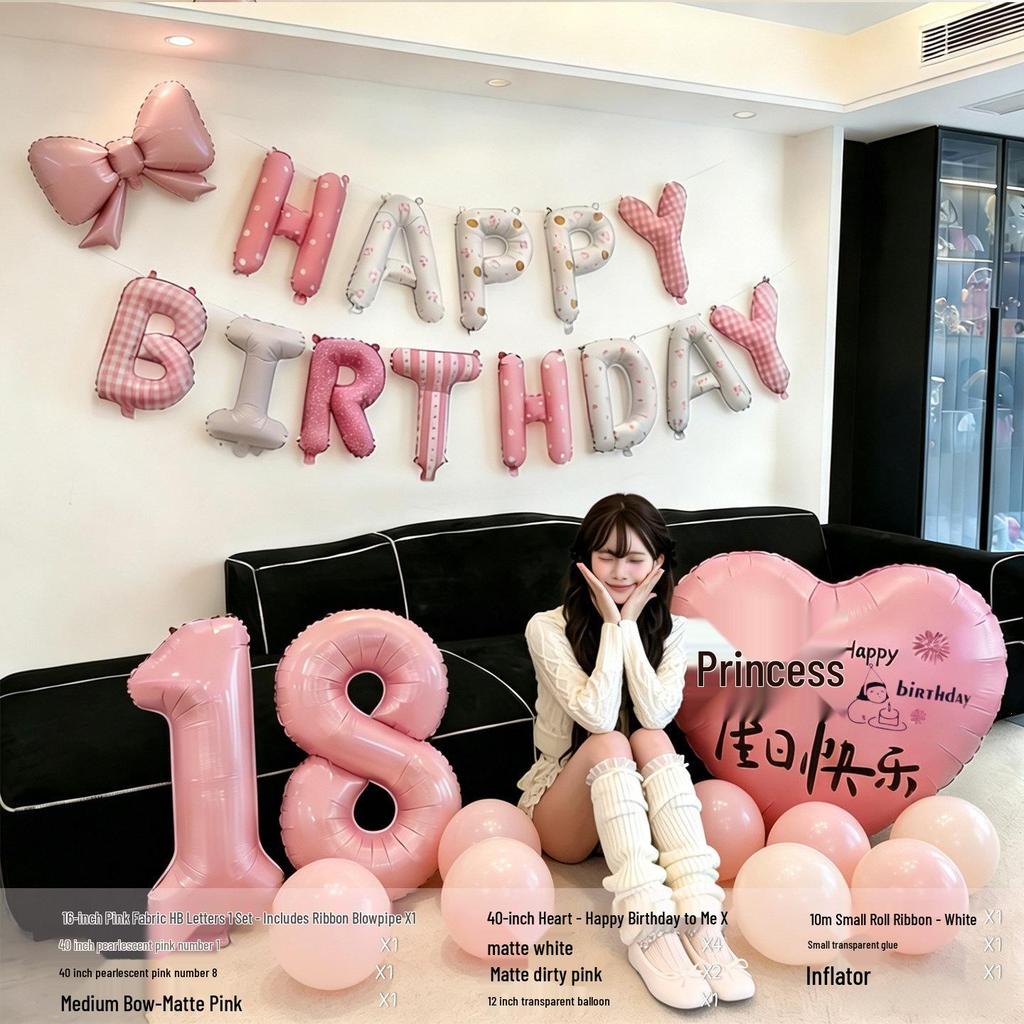 18th Birthday Heart Balloon Decorations - First Birthday Party Backdrop for Girls