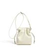 Bolso Mini Geométrico de Cuero de Color Sólido con Diseño de Cordón Pequeño Bolso de Hombro para Mujer Bolso Cubo Exquisito Bolso de Mano Casual