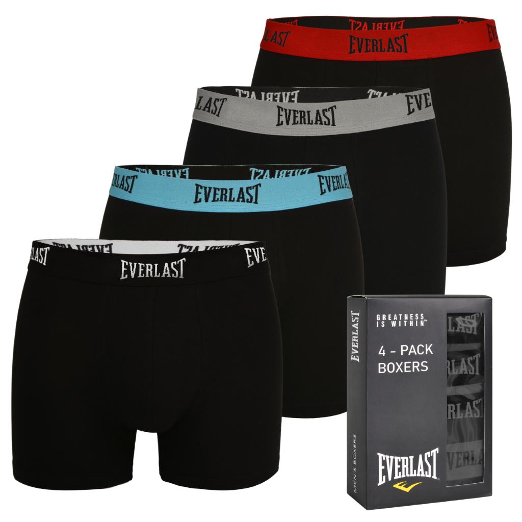 EVERLAST Men's Boxer Shorts Cotton Logo Black Set of 4